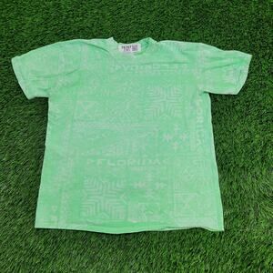 Vintage 90s Neon Surfer Cropped Shirt M/L 20x23 Green USA